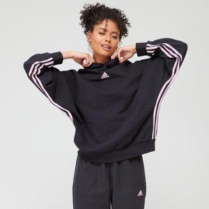 🏷️NWT Adidas Sportswear Dance 3 Stripes Oversize Hoodie In Black/Clear Pink